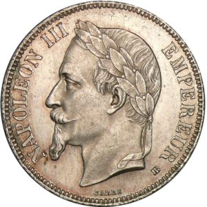 Pièce de 5 francs en argent massif Napoléon III