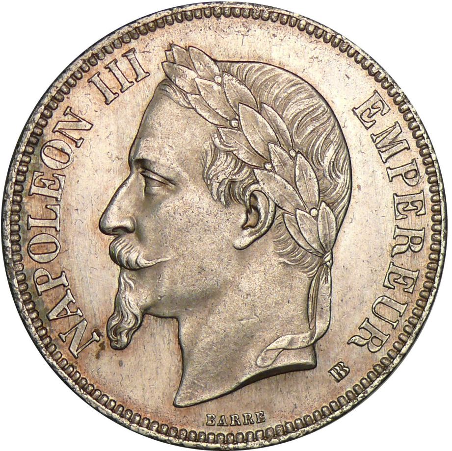 Valeur Piece Argent 5 Francs Napoleon 3 1869 5 Francs Napoléon III à tête laurée en argent - Bureau Monnaie