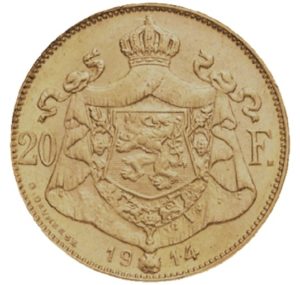 Pièce en or Albert 1er rare de 20 Francs