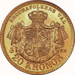 220 couronnes Oscar II roi de Suède et de Norvège 20 kronor