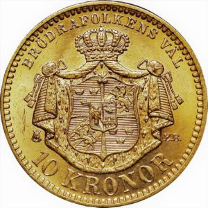 Oscar II roi de Suède et de Norvège 10 couronnes 10 kronor