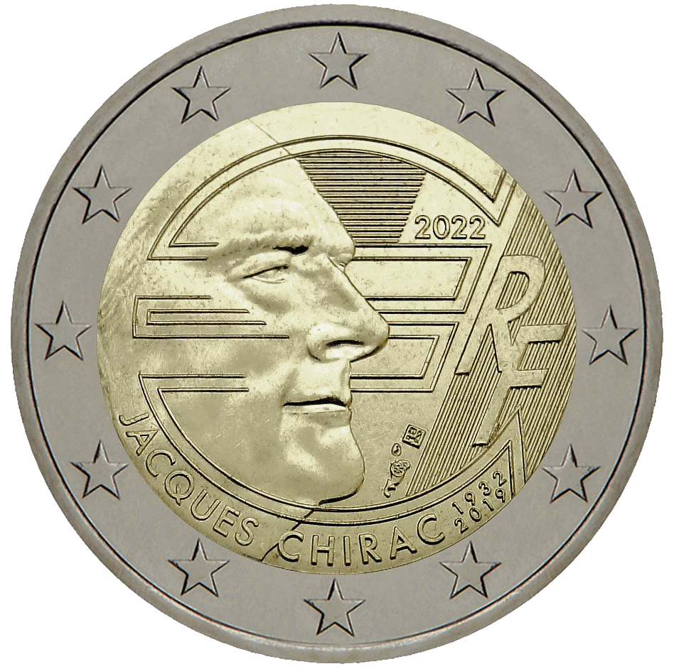 2 Euros Jacques Chirac France 2022 Bureau Monnaie