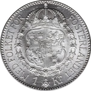 1 krona Gustaf V en argent roi de Suède