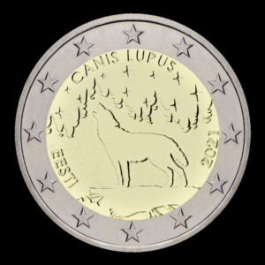 2 euros commémorative Le Loup Canis Lupus Estonie 2021