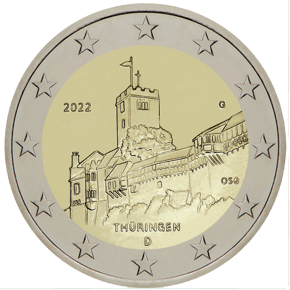 2 euros Thuringe Allemagne 2022