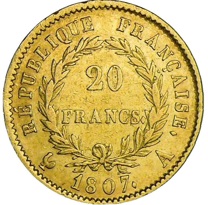 20 Francs en or Napoléon 1er tête nue type gengembre