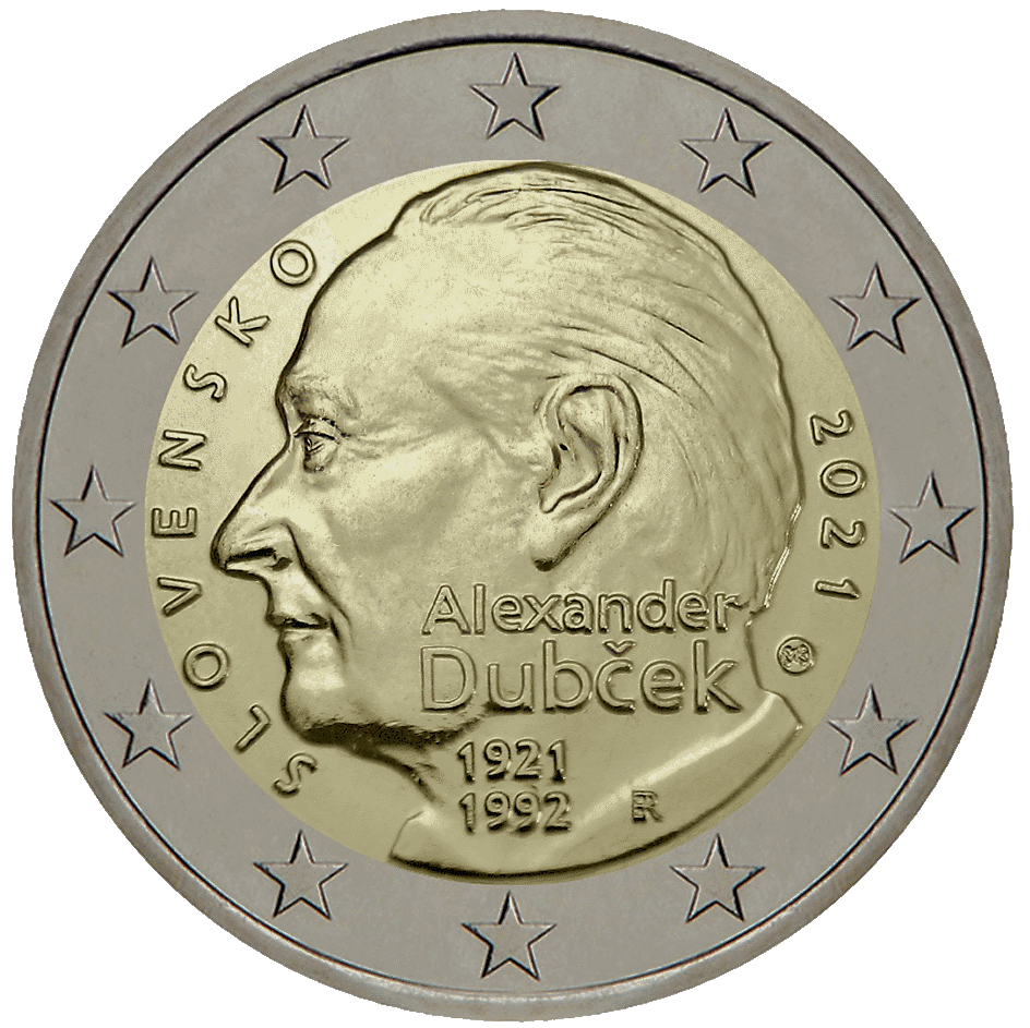 2 euros commémorative Alexander Dubcek Slovaquie 2021