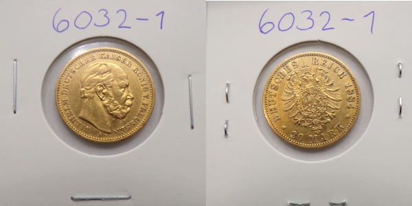 20 Mark Guillaume I - Royaume de Prusse 1884