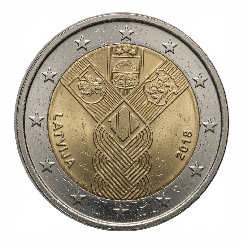 2 euros 100 ans des États baltes – émission commune - Lettonie - 2018