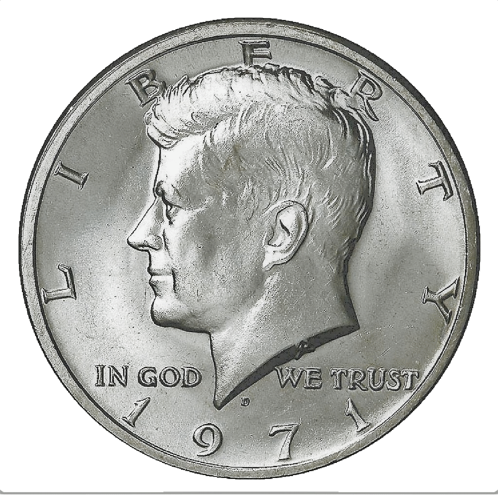 Amerikaanse halve dollar Kennedy in zilver