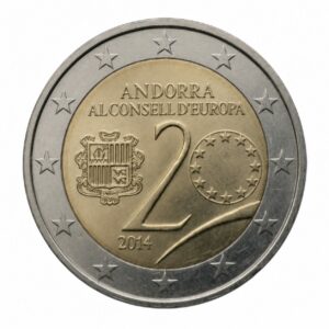 2 euros 20e anniversaire de l’entrée au Conseil de l’Europe – Andorre – 2014