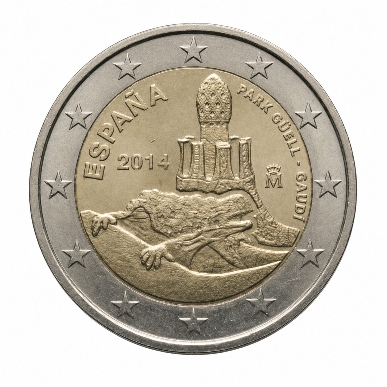 2 euros Parc Güell – Œuvres d’Antoni Gaudí (UNESCO) – Espagne – 2014
