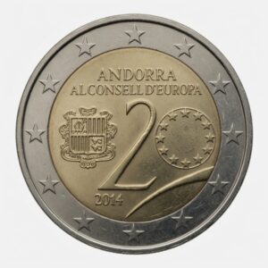2 euros 20e anniversaire de l'entrée au Conseil de l'Europe - Andorre - 2014