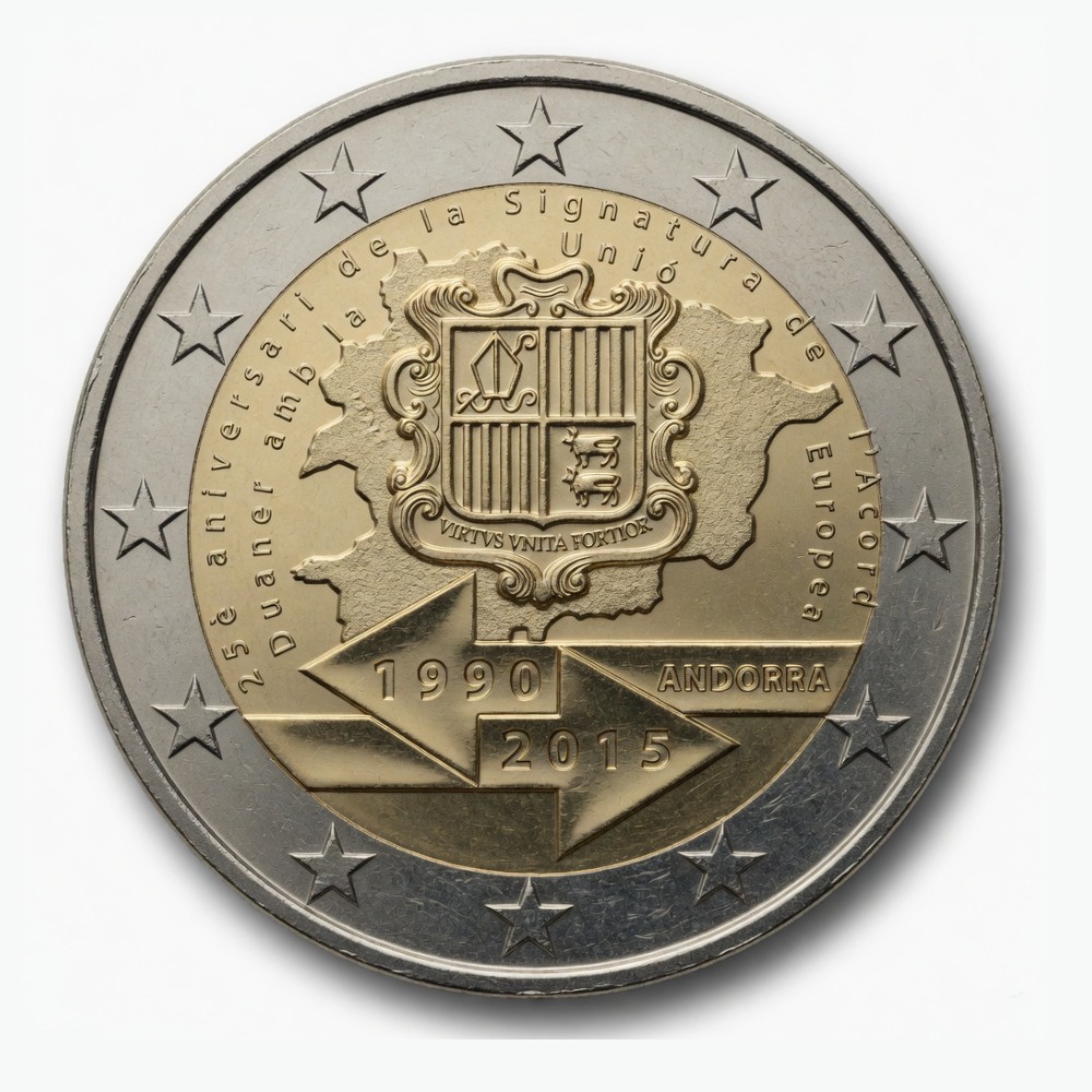 2 euros 25e anniversaire de l'accord douanier avec l'UE - Andorre - 2015