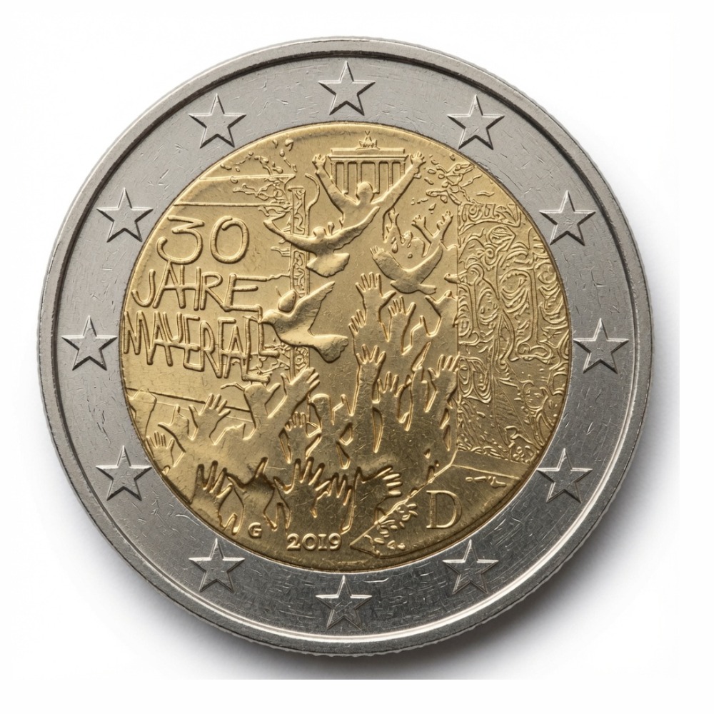 2 euros mur de Berlin – En commémoration du 30ème anniversaire de sa chute – France – 2019