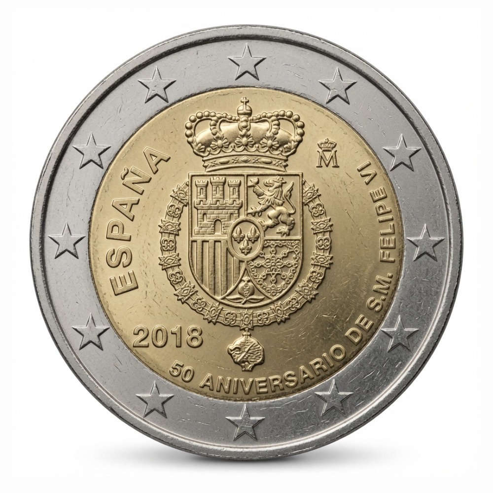 2 euros 50e anniversaire du Roi Felipe VI - Espagne - 2018