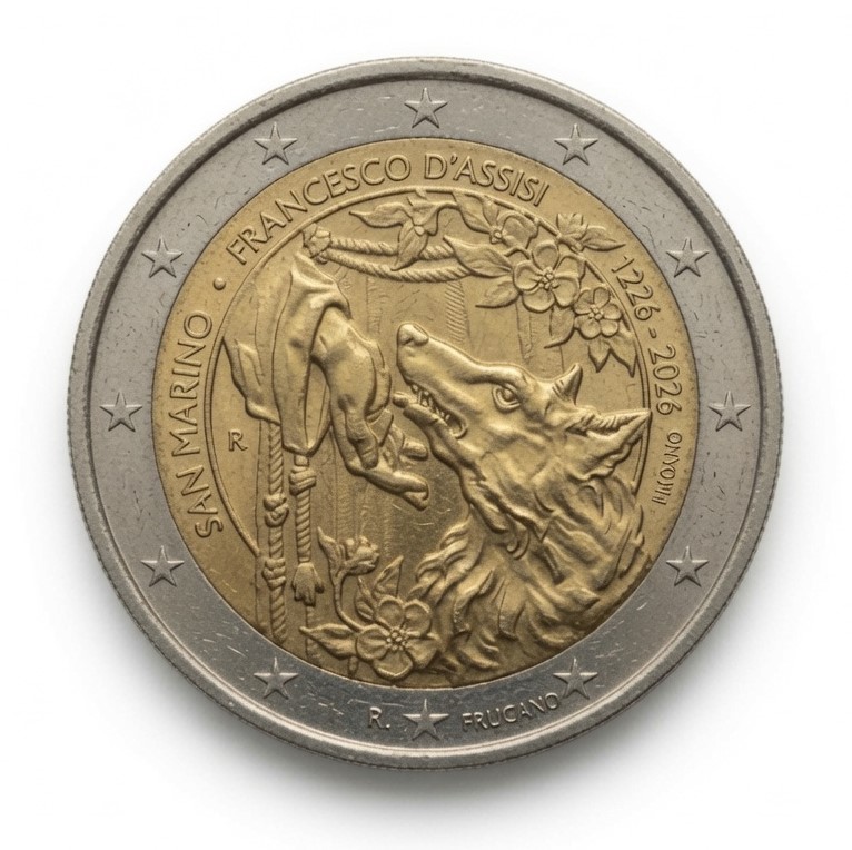 2 euro 800e sterfdag van Sint-Franciscus van Assisi – San Marino – 2026