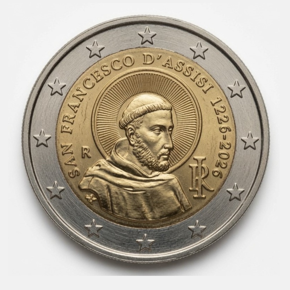 2 euros 800e anniversaire mort de Saint François d'Assise - Italie - 2026