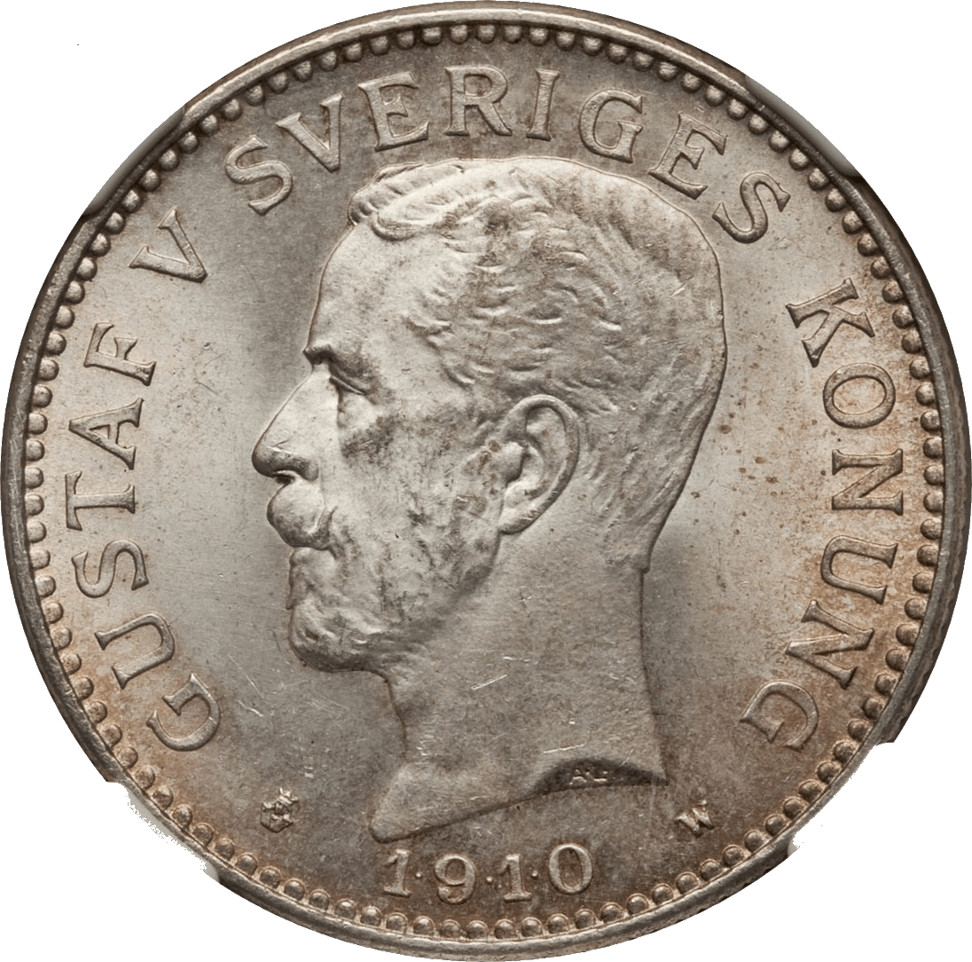 2 couronnes Gustave V en argent - roi de Suède