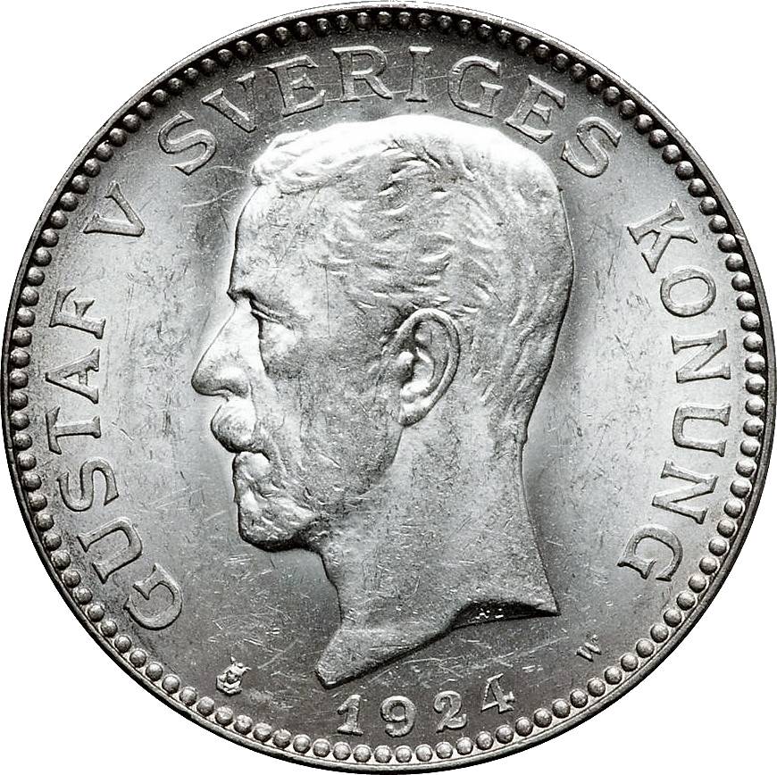 1 Kroon Gustaf V in zilver – Koning van Zweden