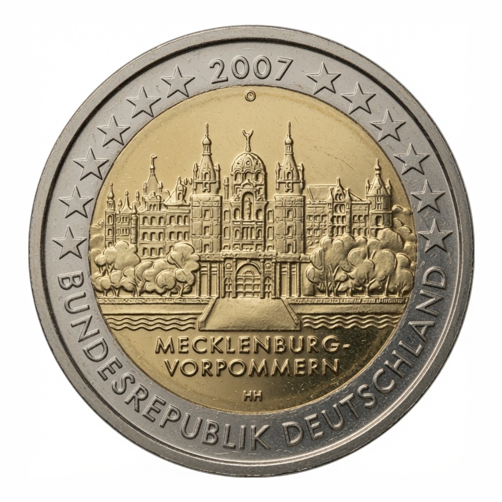 2 euros Mecklembourg-Poméranie-Occidentale – château de Schwerin (série des Länder) - Allemagne - 2007