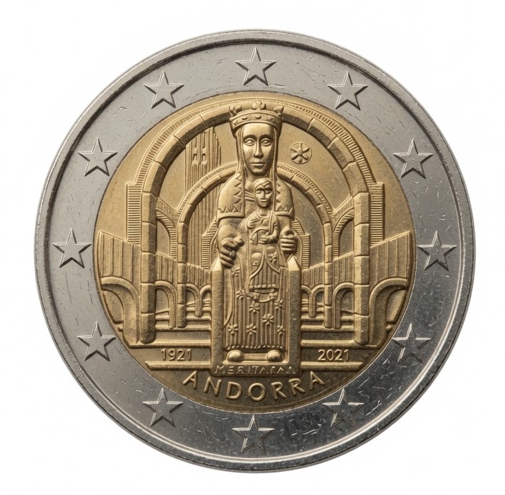 2 euro 100e verjaardag van de kroning van Onze-Lieve-Vrouw van Meritxell – Andorra – 2021