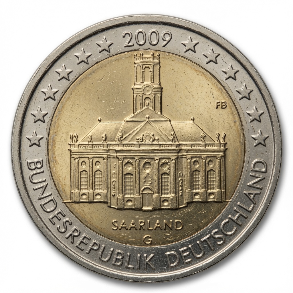 2 euros Sarre – Ludwigskirche de Sarrebruck (série des Länder) - Allemagne - 2009