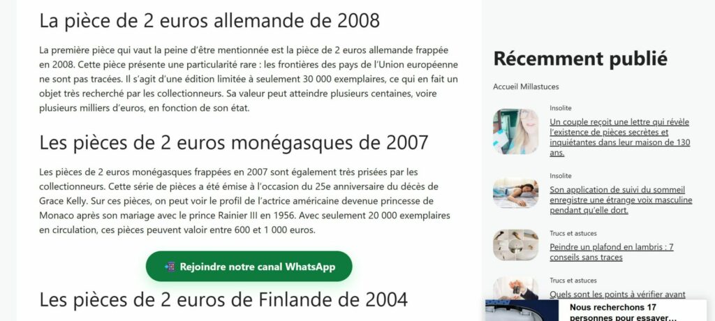 Pièce de 2 euros allemande de 2008 montrant la face commune européenne sans frontières intérieures